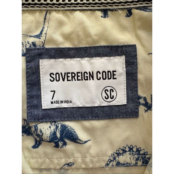 Sovereign Code boys size 7 oyster dinosaur family button up 100% cotton New shor - Picture 4 of 7